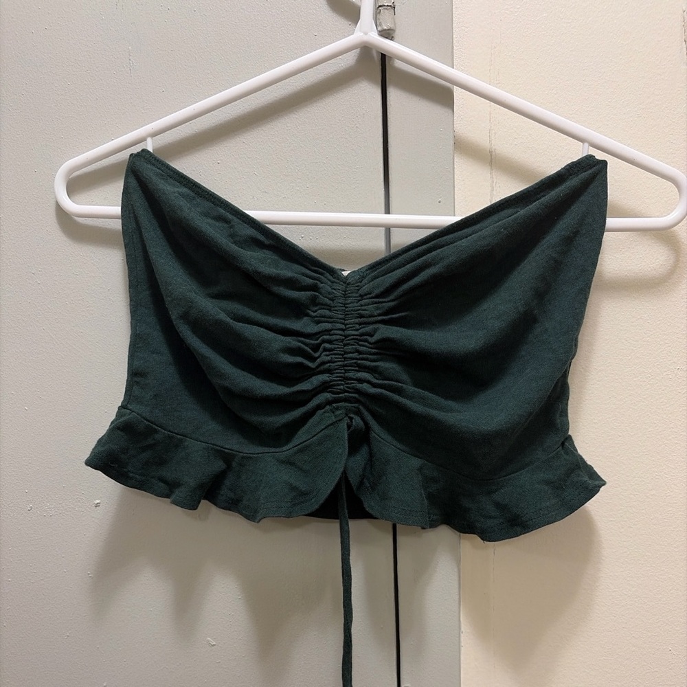 Elegant Dark Green Strapless Top - Picture 2 of 3